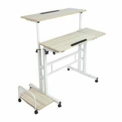 Top 10 ⌛ Mind Reader 2-Tier Extra Large Mobile Sitting/Standing Desk White 😍