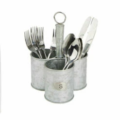 Buy 🌟 Mind Reader MindReader 3-Section Round Galvanized Steel Utensil Holder 🔥