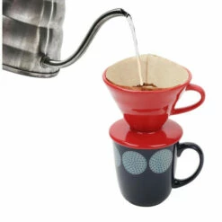 Discount 🥰 Mind Reader Ceramic Drip Pour-Over Coffee Maker W/ Spiral Ridge Walls Red Red 🎁