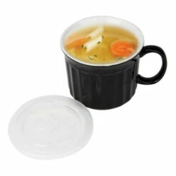 Promo 🔔 Mind Reader Vented Mug Stoneware, Stew Bowl, Microwave Broth Cup Black Black 👍 -Mind Reader Sales Store unnamed file 1189