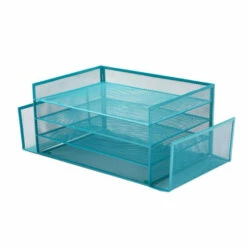 Brand new 💯 Mind Reader Metal Mesh 4-Section 2-Side Desk Organizer Turquoise 🤩 -Mind Reader Sales Store unnamed file 144