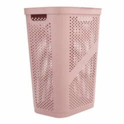 Promo ✨ Mind Reader 60L Perforated Pink Plastic Hamper With Lid 🌟