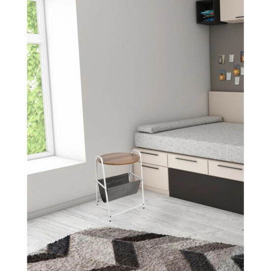 Wholesale ⭐ Mind Reader Round Side Table With Fabric Storage Pocket ✔️ 2 Wholesale ⭐ Mind Reader Round Side Table With Fabric Storage Pocket ✔️ - Image 2