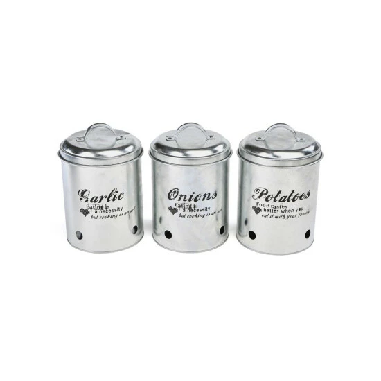 New β Mind Reader Garlic, Onion, Potatoes Metal Canister Set 3-pack, Silver π 5 New β Mind Reader Garlic, Onion, Potatoes Metal Canister Set 3-pack, Silver π - Image 5