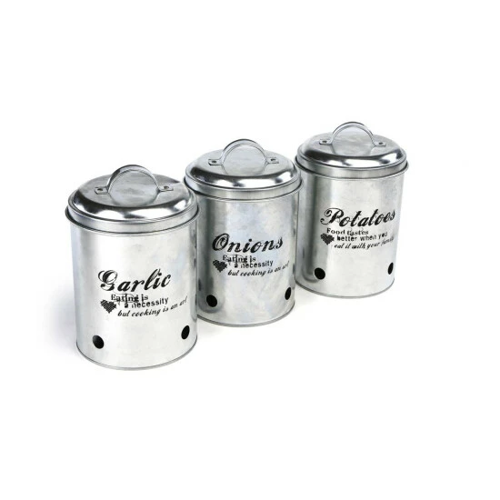 New β Mind Reader Garlic, Onion, Potatoes Metal Canister Set 3-pack, Silver π 7 New β Mind Reader Garlic, Onion, Potatoes Metal Canister Set 3-pack, Silver π - Image 7