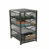 Cheap ⭐ Mind Reader 4-Tiered Rolling Mesh Office Cart With Metal Drawers 🔔