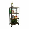 Best Sale 👏 Mind Reader 4-Tier Wood And Metal Cart With Wine Rack - Black 🔔