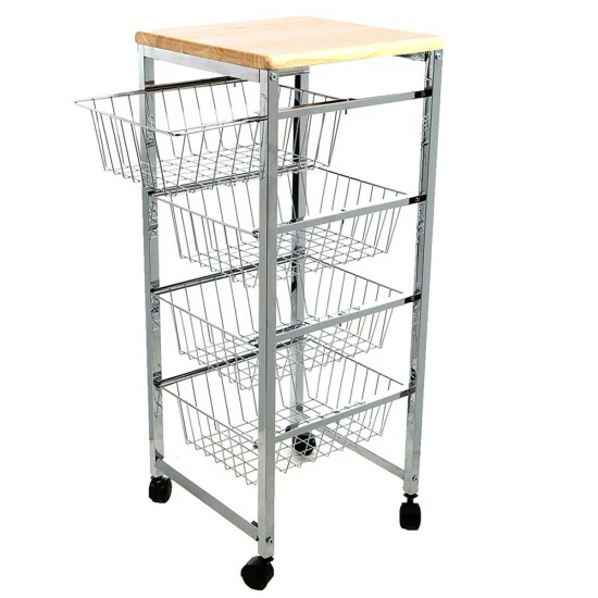 Hot Sale β Mind Reader 4-Tier Wire Basket Cart With Wood Surface - Silver π 1 Hot Sale β Mind Reader 4-Tier Wire Basket Cart With Wood Surface - Silver π