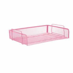 Best Pirce ⭐ Mind Reader 2-Piece Stackable Mesh Letter Tray Desk Organizer Pink 🔔 -Mind Reader Sales Store unnamed file 536