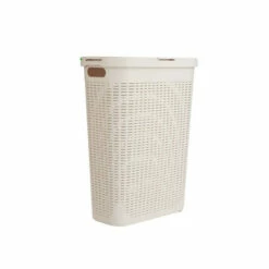 Brand new 🎁 Mind Reader 40-Liter Slim Laundry Basket With Cutout Handles White 💯