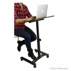Deals 👏 Mind Reader Adjustable Standing And Sitting Laptop Cart - Black 💯