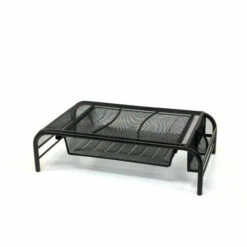Promo 😀 Mind Reader Metal Mesh Monitor Stand And Desk Organizer With Drawer Black ✔️