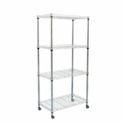 Discount 👍 Mind Reader 4-Tier Heavy-Duty Adjustable Metal Storage Rack W/Wheels 😀