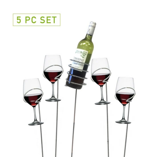 Discount π Mind Reader Metal 5-Pc Wine Bottle And Glass Holder Sticks Set, Silver 𧨠1 Discount π Mind Reader Metal 5-Pc Wine Bottle And Glass Holder Sticks Set, Silver π§¨