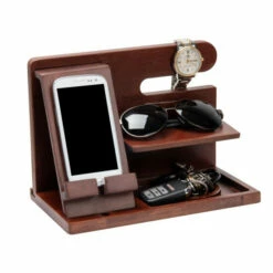 Wholesale ✔️ Mind Reader Wood Cell Phone And ⌚ Watch Organizer Station For Desks ❤️