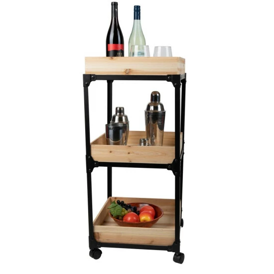 Best reviews of π Mind Reader 3-Tier Metal Rolling Organizer With Wooden Baskets, Black π 1 Best reviews of π Mind Reader 3-Tier Metal Rolling Organizer With Wooden Baskets, Black π