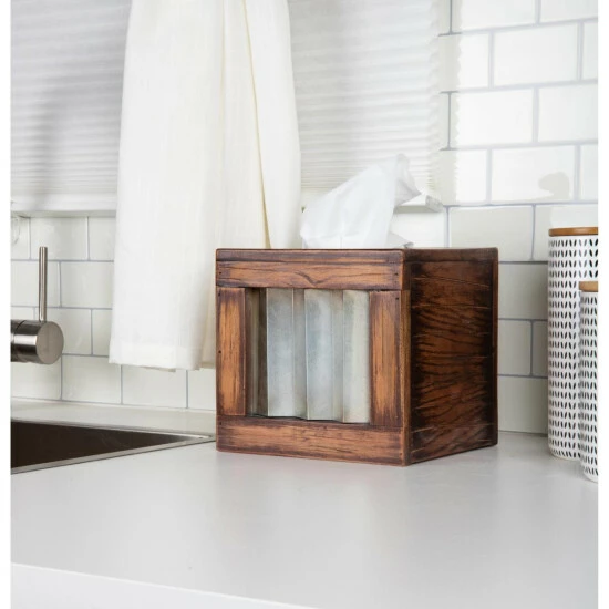 Wholesale π Mind Reader Rustic Burnt Wood Tissue Holder Brown π 3 Wholesale π Mind Reader Rustic Burnt Wood Tissue Holder Brown π - Image 3