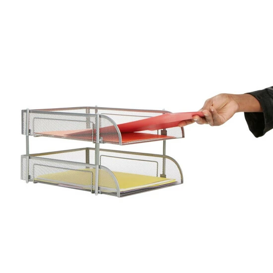 Discount β¨ Mind Reader 2-Piece Stackable Metal Mesh Letter Tray, Silver π 2 Discount β¨ Mind Reader 2-Piece Stackable Metal Mesh Letter Tray, Silver π - Image 2